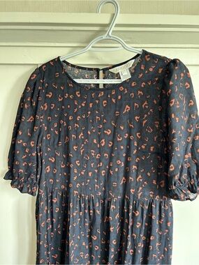 Apricot tiered maxi dress in blue leopars